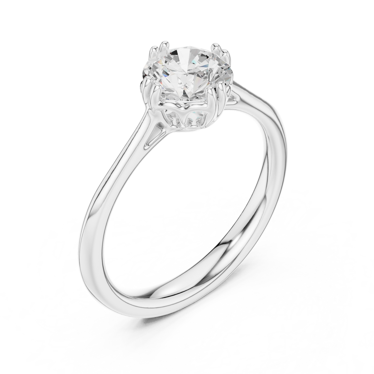 Round lab-grown diamond solitaire ring in white gold, 1.00 CT TW, view 2