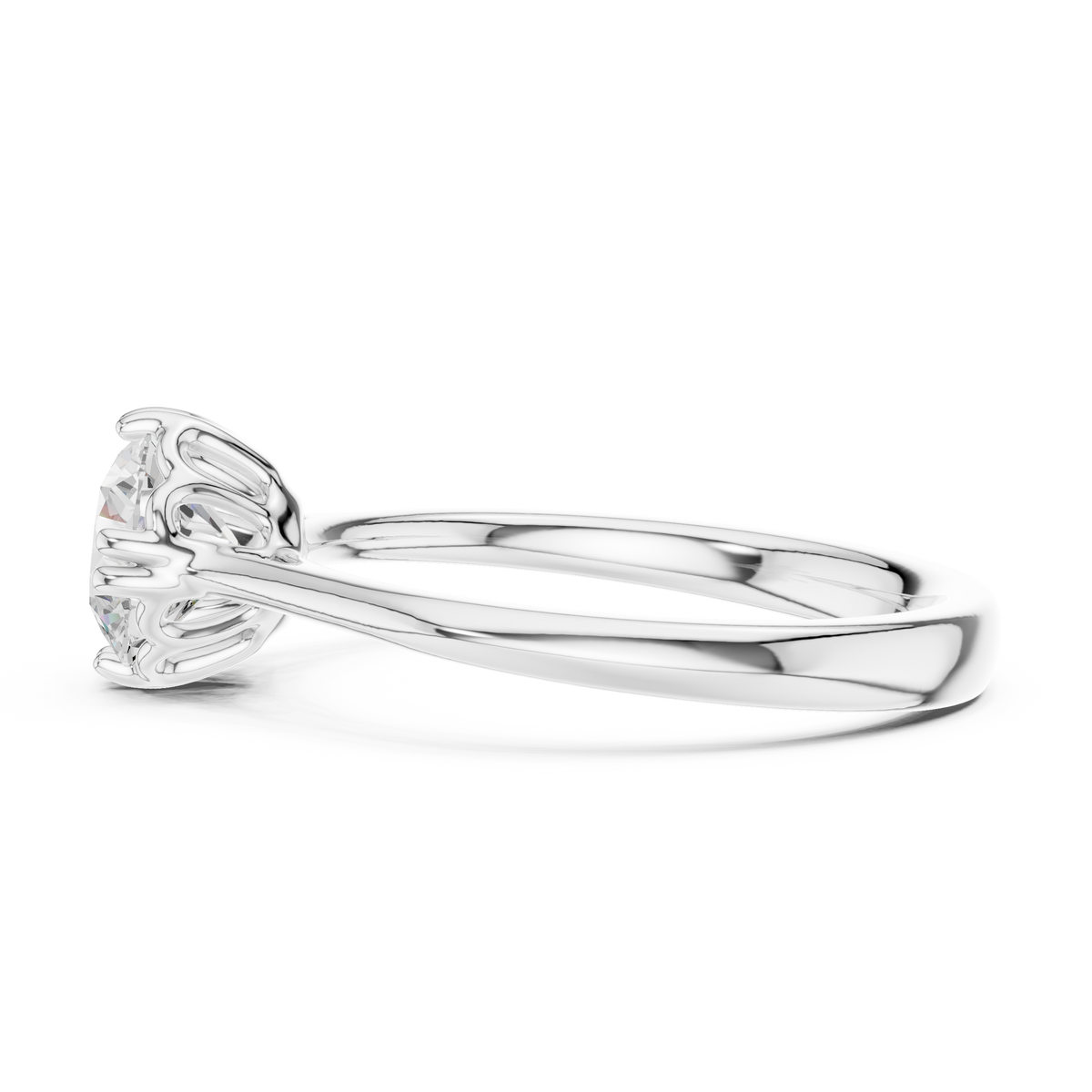 Round lab-grown diamond solitaire ring in white gold, 1.00 CT TW, view 3