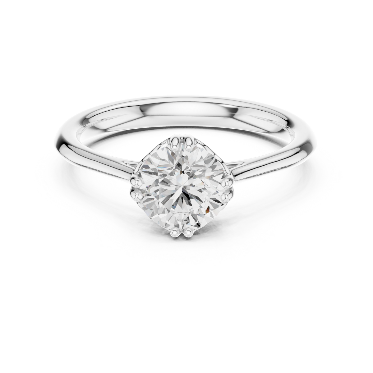 Round lab-grown diamond solitaire ring in white gold, 1.00 CT TW, view 4
