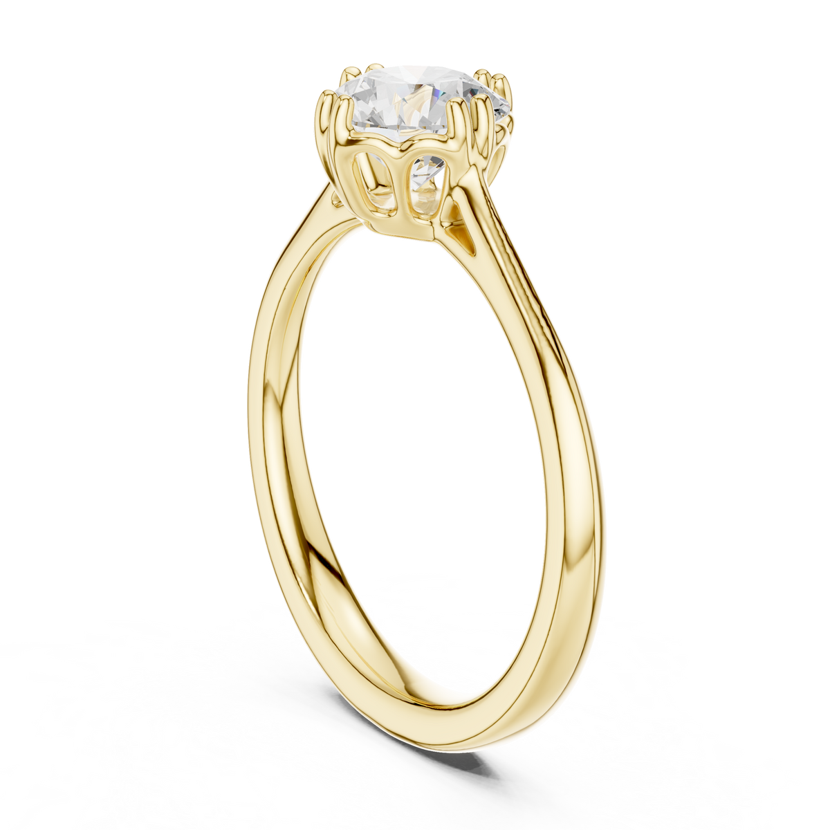 Round lab-grown diamond solitaire ring in yellow gold, 1.00 CT TW, view 1