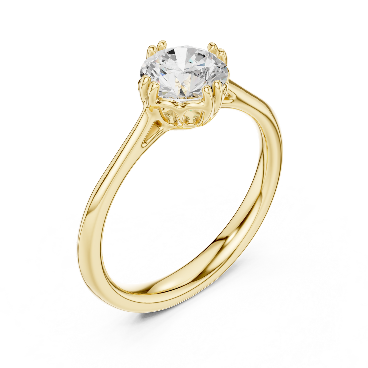 Round lab-grown diamond solitaire ring in yellow gold, 1.00 CT TW, view 2