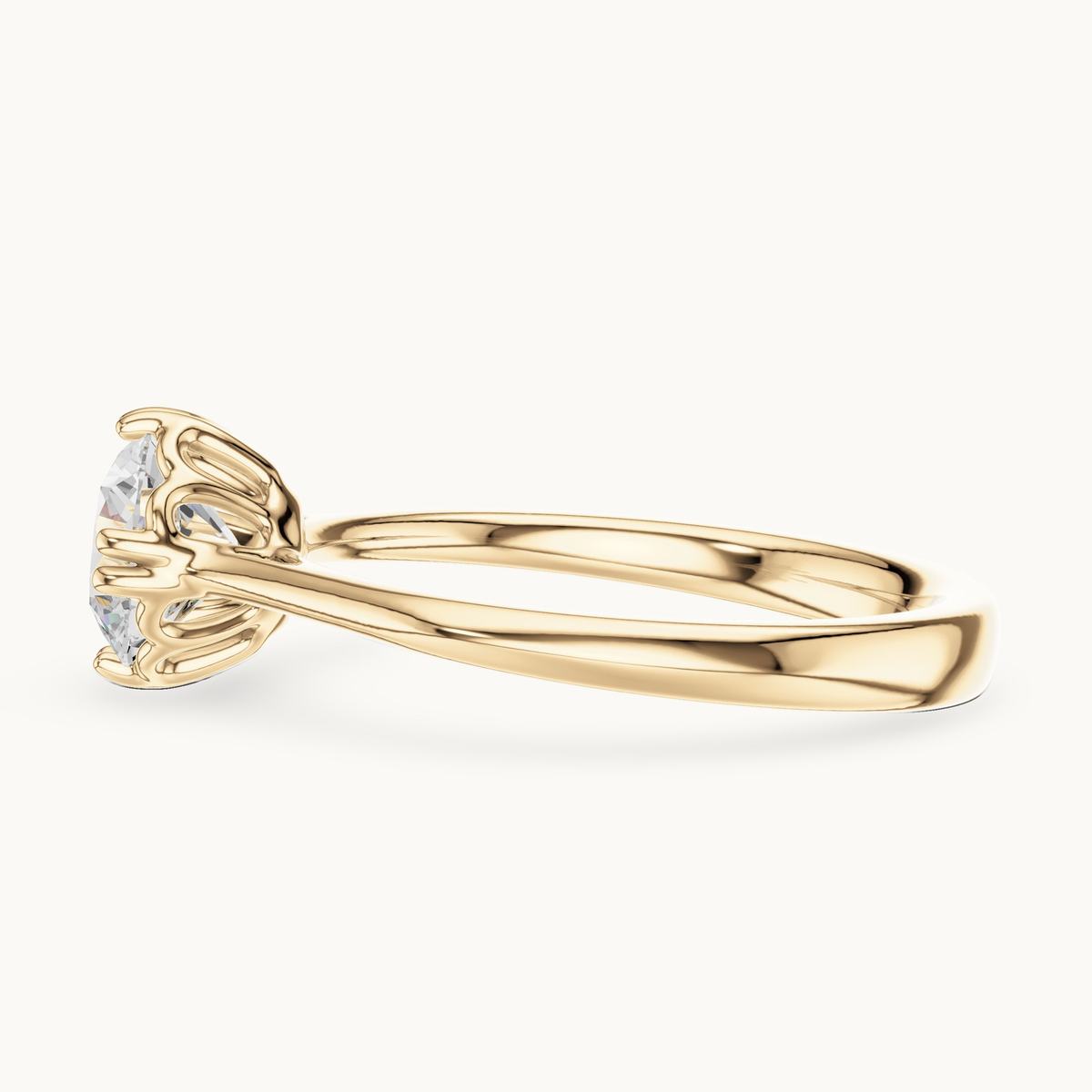 Round lab-grown diamond solitaire ring in yellow gold, 1.00 CT TW, view 3