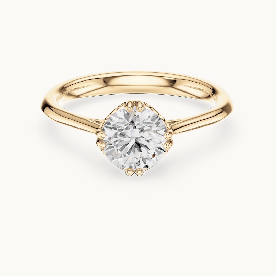 Round lab-grown diamond solitaire ring in 14K yellow gold, 1.00 CT TW, view 4