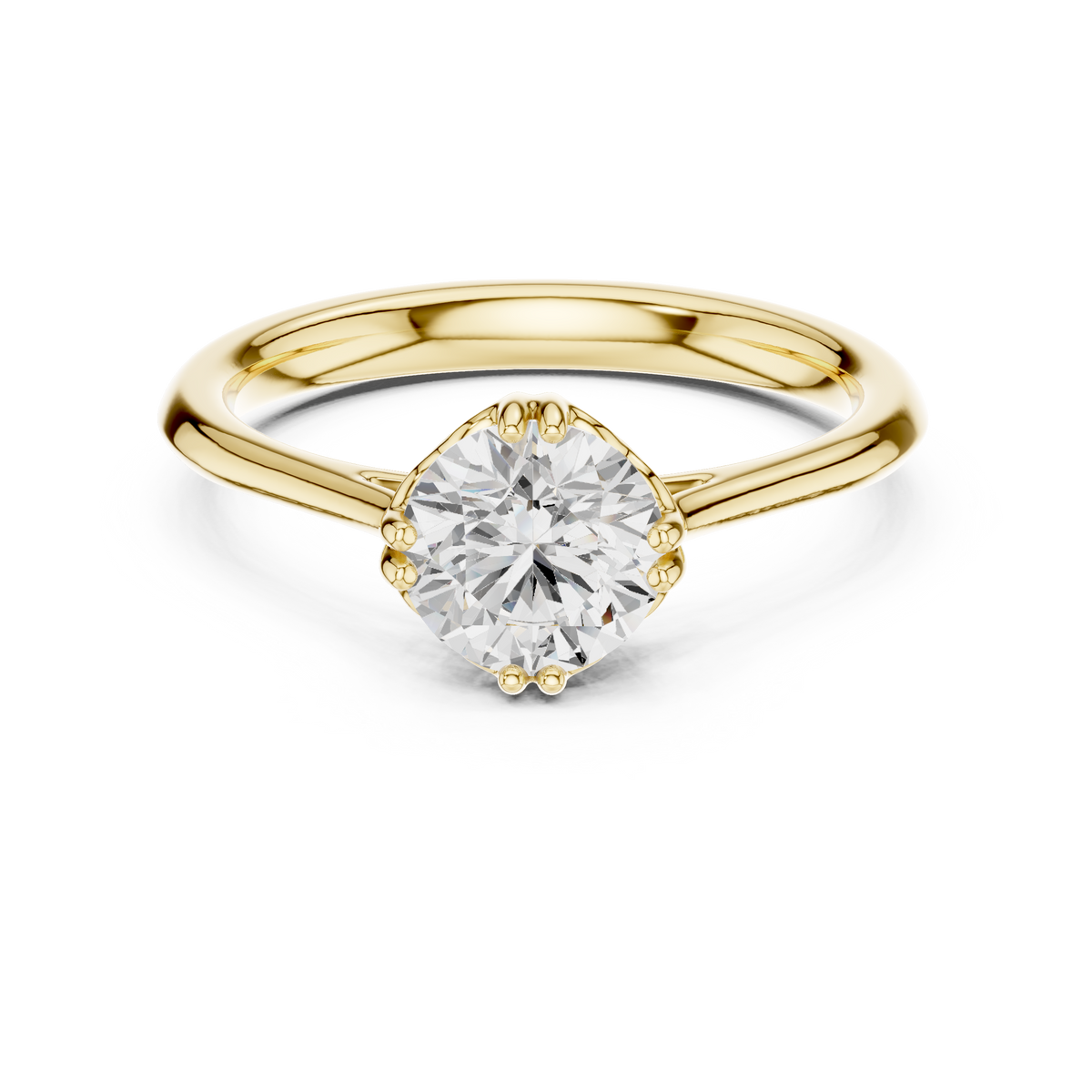 Round lab-grown diamond solitaire ring in yellow gold, 1.00 CT TW, view 4