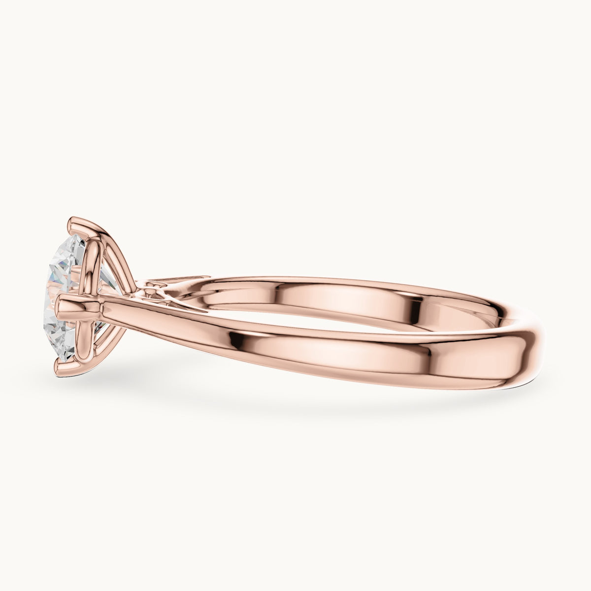 Round lab-grown diamond compass prong solitaire engagement ring in rose gold, 1.00 CT TW, view 3