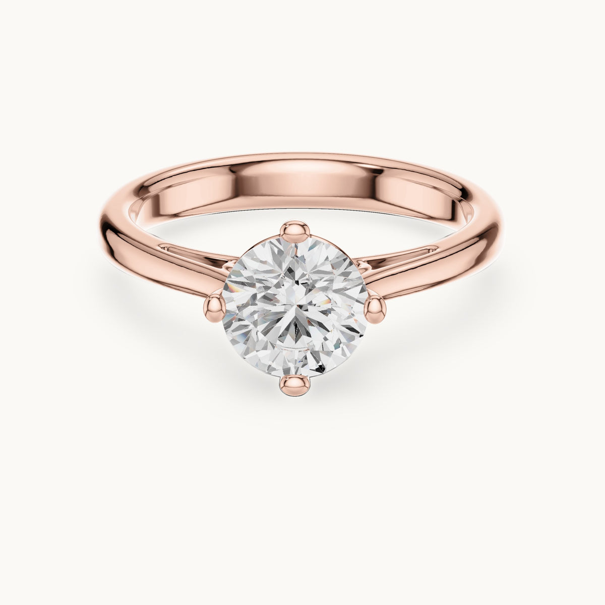 Round lab-grown diamond compass prong solitaire engagement ring in rose gold, 1.00 CT TW, view 4
