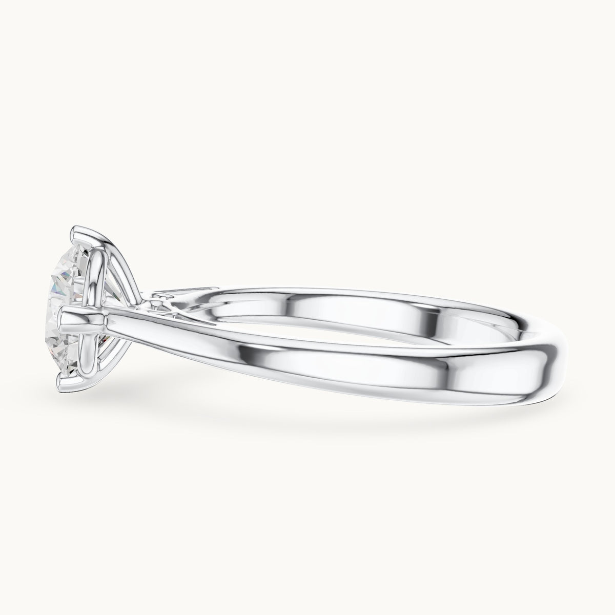 Round lab-grown diamond compass prong solitaire engagement ring in white gold, 1.00 CT TW, view 3
