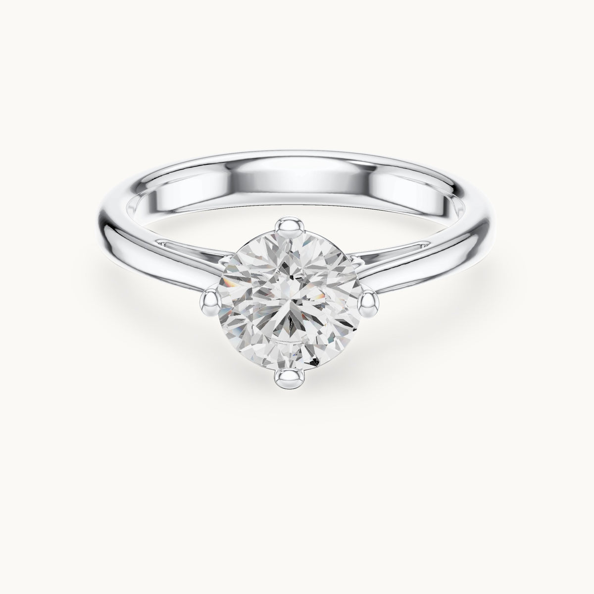 Round lab-grown diamond compass prong solitaire engagement ring in white gold, 1.00 CT TW, view 4