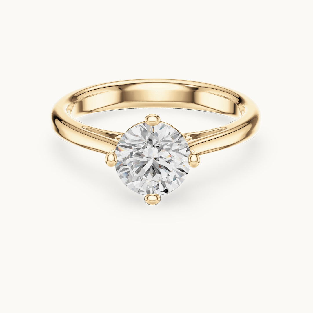 Round lab-grown diamond compass prong solitaire engagement ring in yellow gold, 1.00 CT TW, view 4