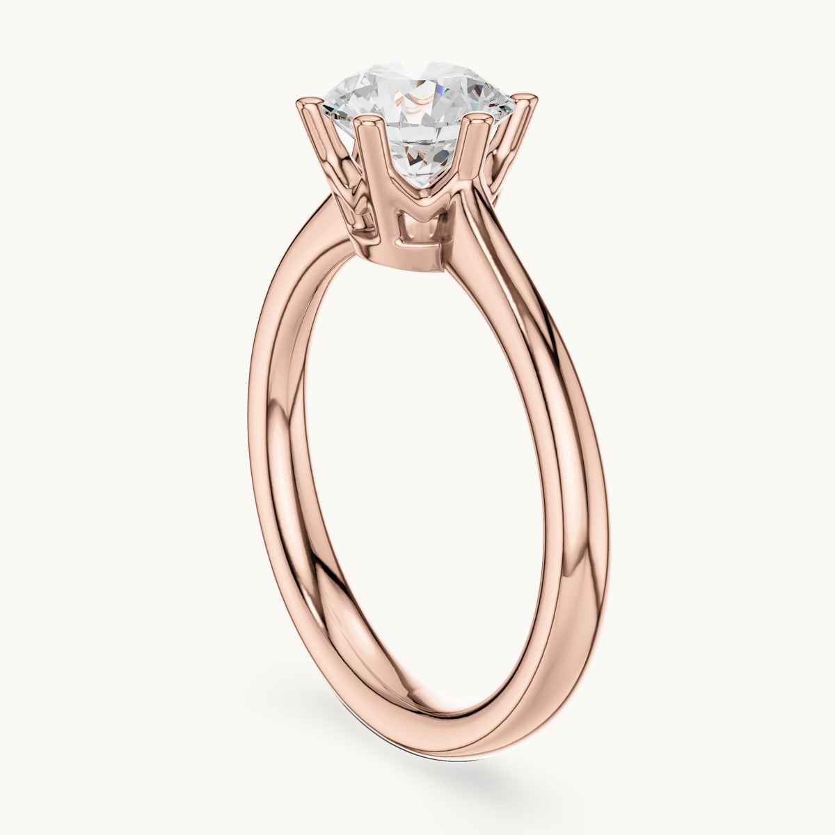 Round lab-grown diamond solitaire engagement ring in 14K rose gold, 1.17 CT TW, view 1