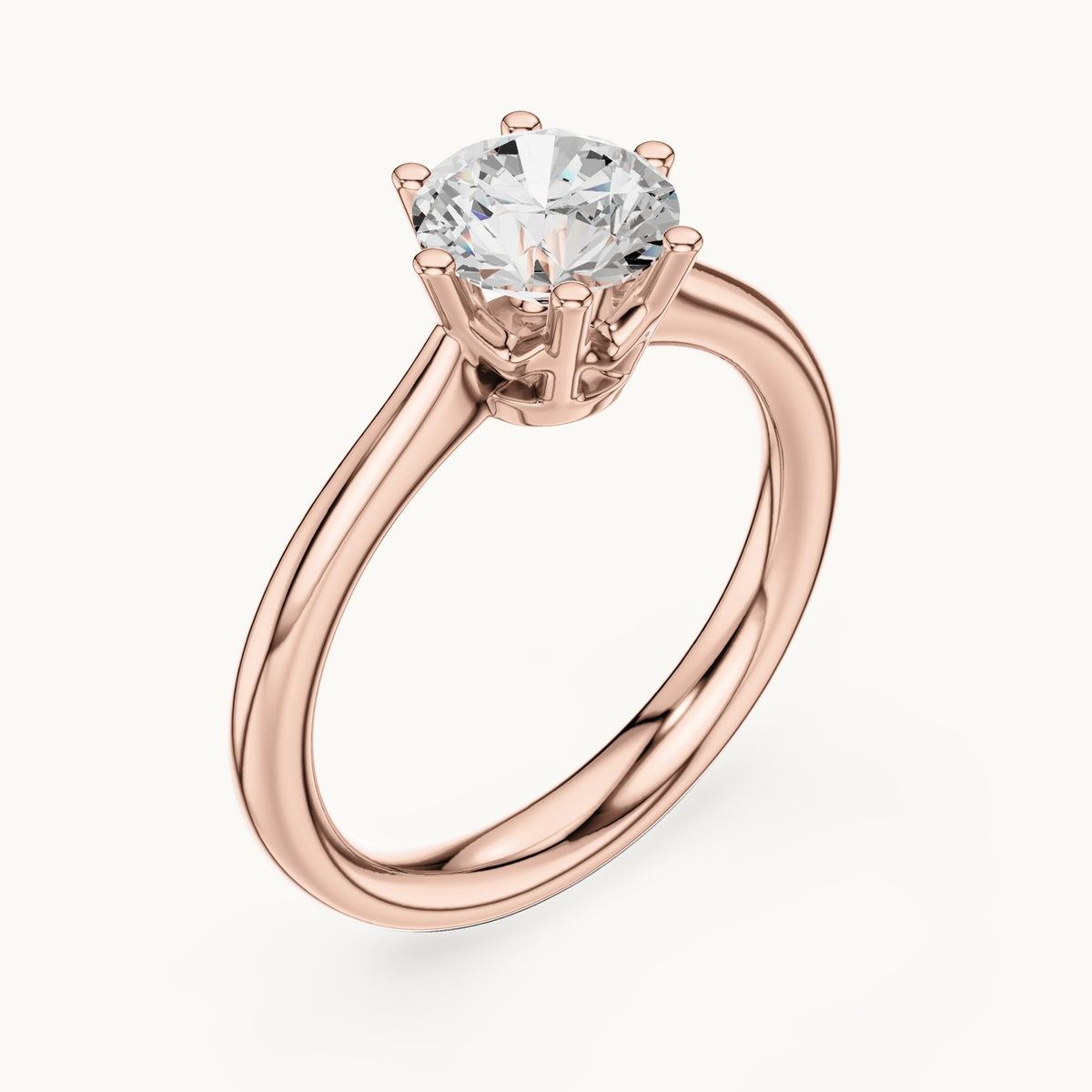 Round lab-grown diamond solitaire engagement ring in 14K rose gold, 1.17 CT TW, view 2