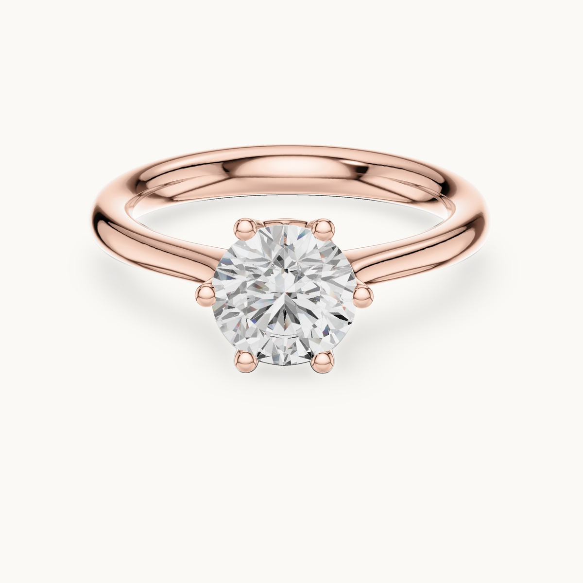 Round lab-grown diamond solitaire engagement ring in 14K rose gold, 1.17 CT TW, view 4