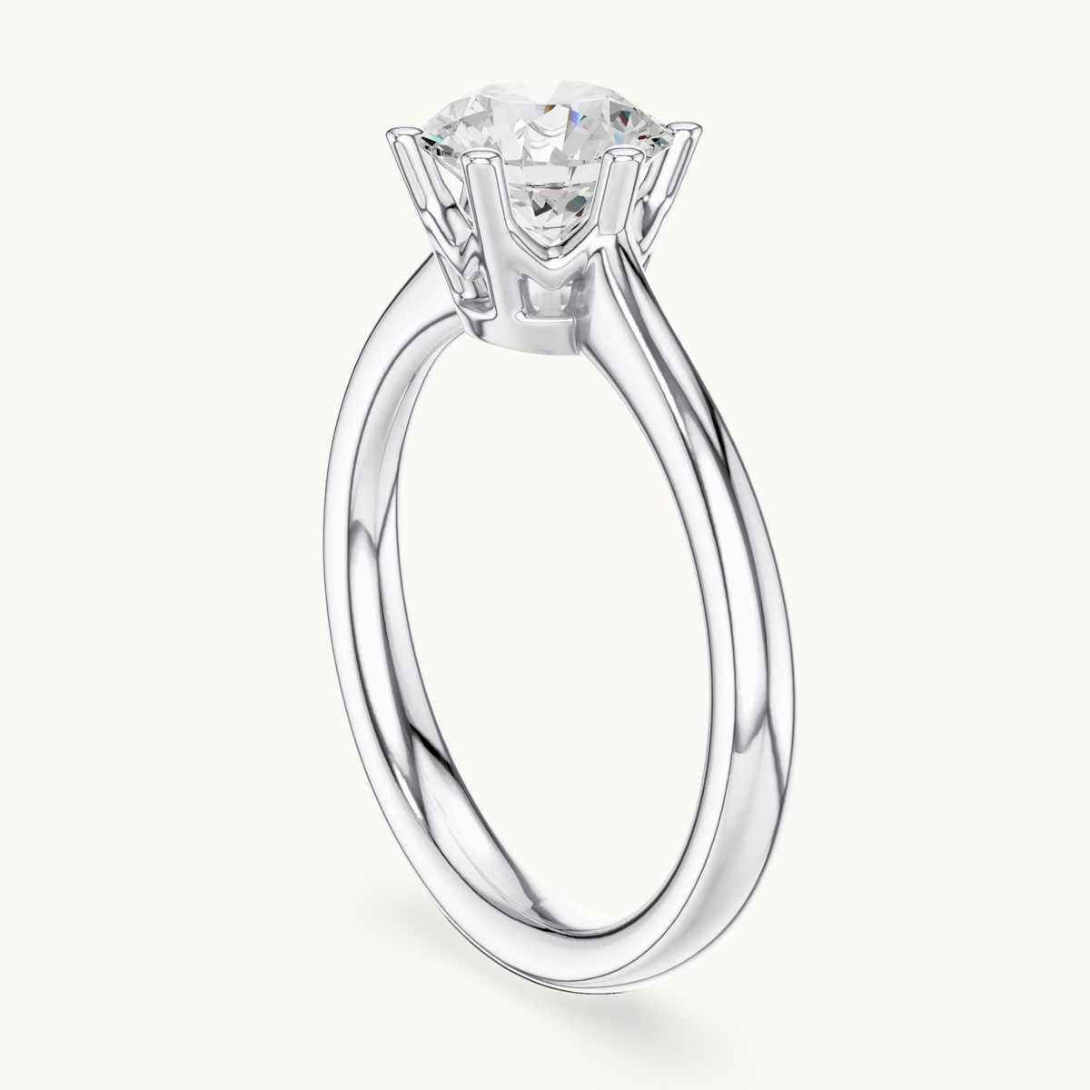 Round lab-grown diamond solitaire engagement ring in 14K white gold, 1.17 CT TW, view 1