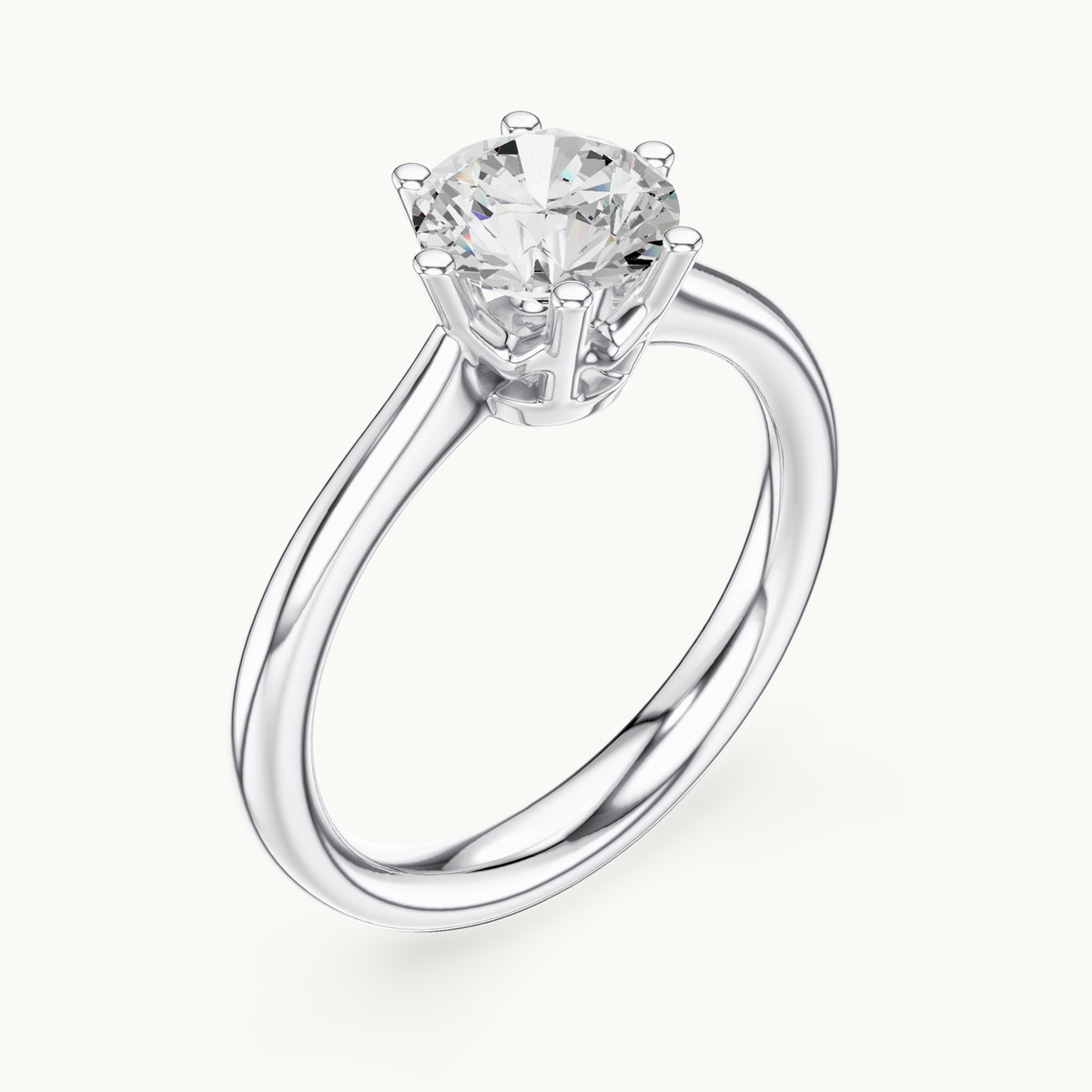 Round lab-grown diamond solitaire engagement ring in 14K white gold, 1.17 CT TW, view 2