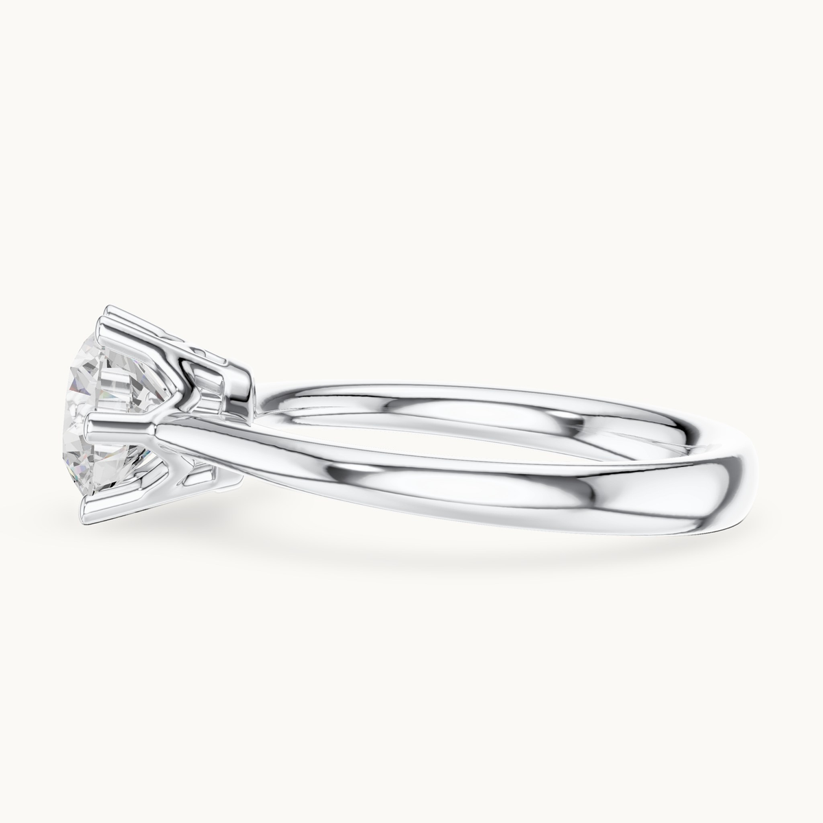 Round lab-grown diamond solitaire engagement ring in 14K white gold, 1.17 CT TW, view 3