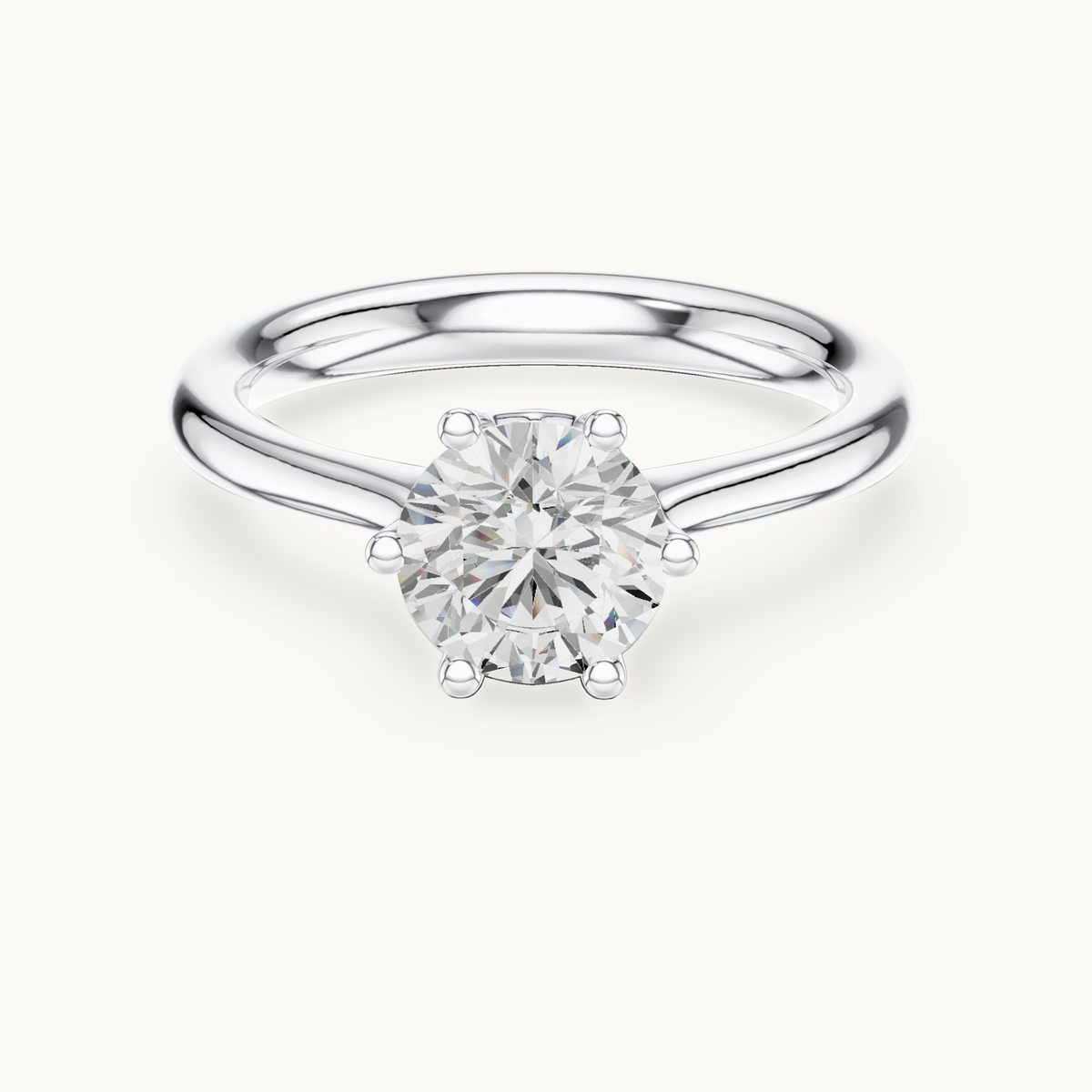 Round lab-grown diamond solitaire engagement ring in 14K white gold, 1.17 CT TW, view 4