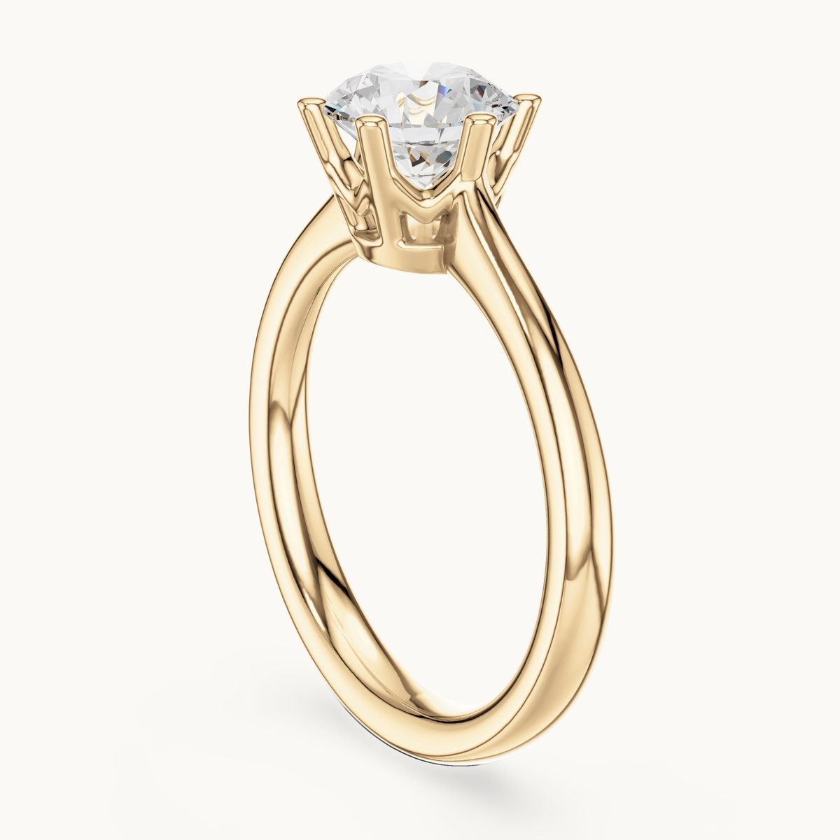 Round lab-grown diamond solitaire engagement ring in 14K yellow gold, 1.17 CT TW, view 1