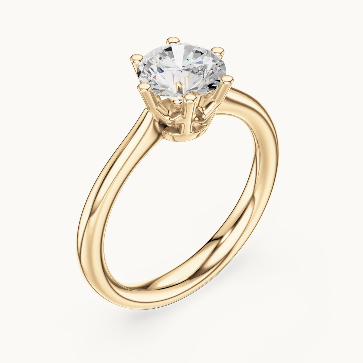 Round lab-grown diamond solitaire engagement ring in 14K yellow gold, 1.17 CT TW, view 2