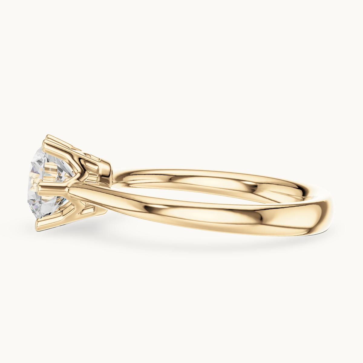 Round lab-grown diamond solitaire engagement ring in 14K yellow gold, 1.17 CT TW, view 3