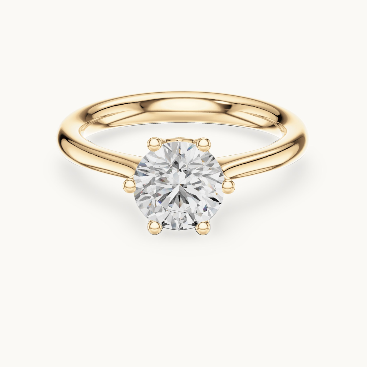 Round lab-grown diamond solitaire engagement ring in 14K yellow gold, 1.17 CT TW, view 4