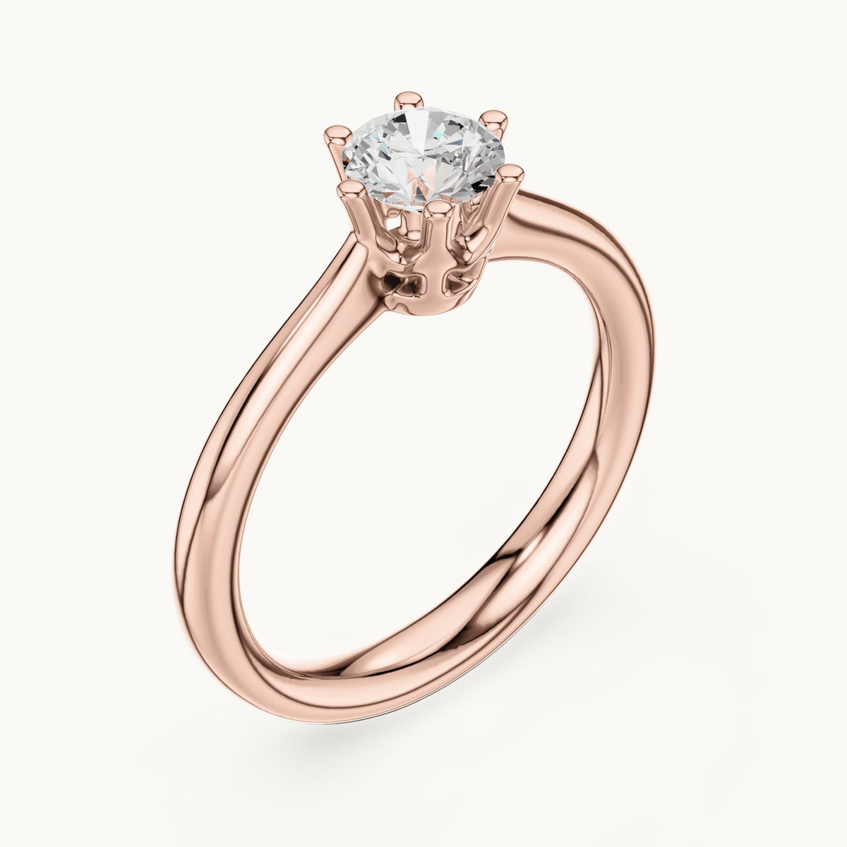 Round lab-grown diamond solitaire engagement ring in rose gold, 0.63 CT TW, view 2