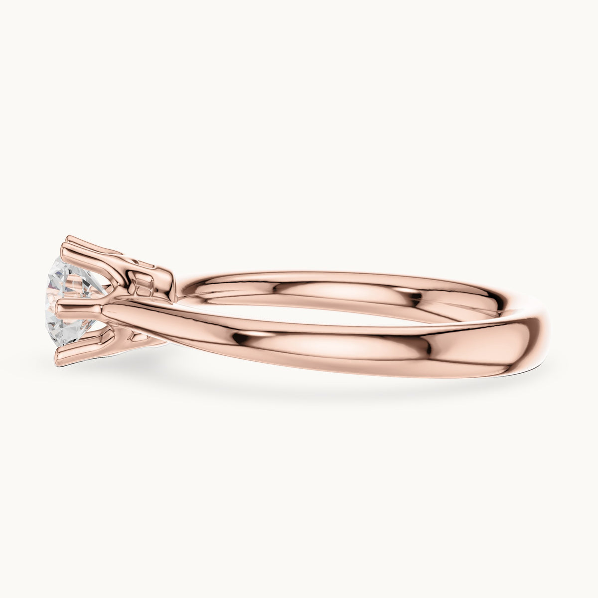 Round lab-grown diamond solitaire engagement ring in rose gold, 0.63 CT TW, view 3
