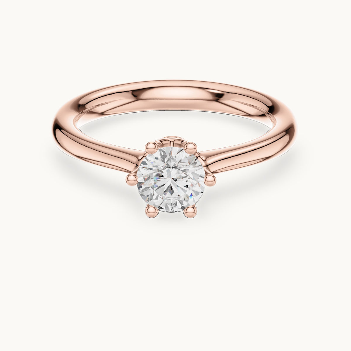 Round lab-grown diamond solitaire engagement ring in rose gold, 0.63 CT TW, view 4