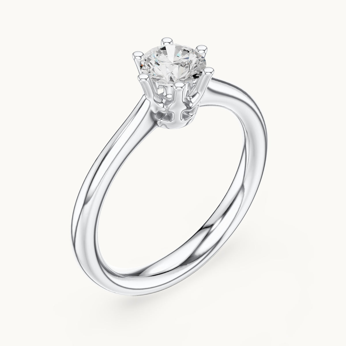 Round lab-grown diamond solitaire engagement ring in white gold, 0.63 CT TW, view 2