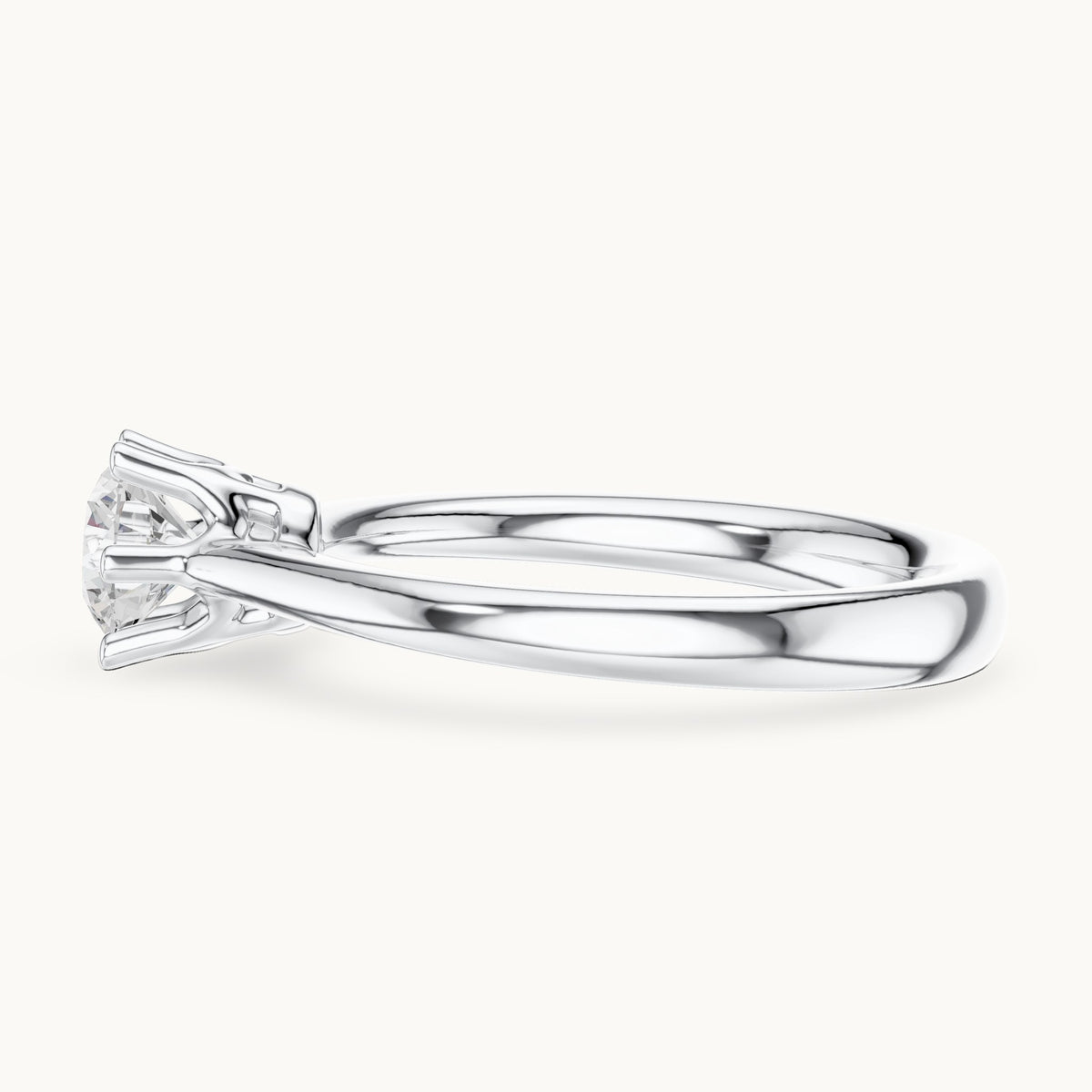 Round lab-grown diamond solitaire engagement ring in white gold, 0.63 CT TW, view 3