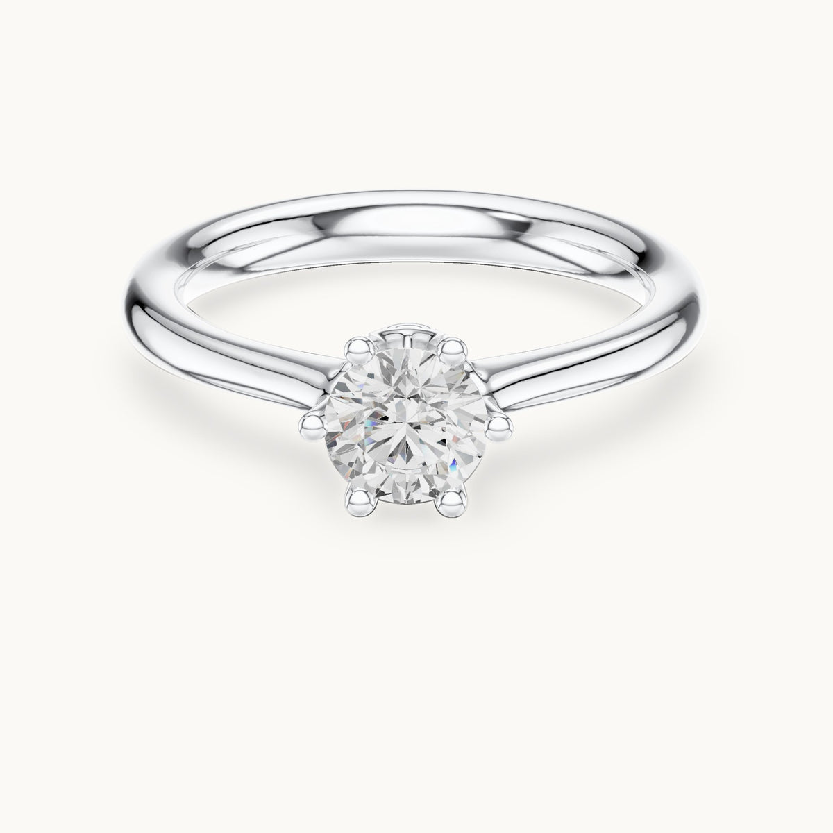 Round lab-grown diamond solitaire engagement ring in white gold, 0.63 CT TW, view 4