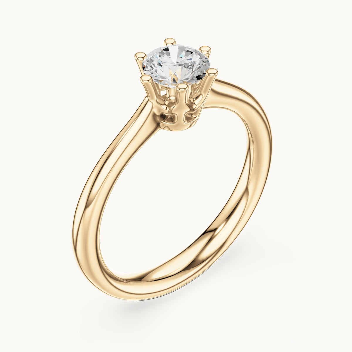 Round lab-grown diamond solitaire engagement ring in yellow gold, 0.63 CT TW, view 2