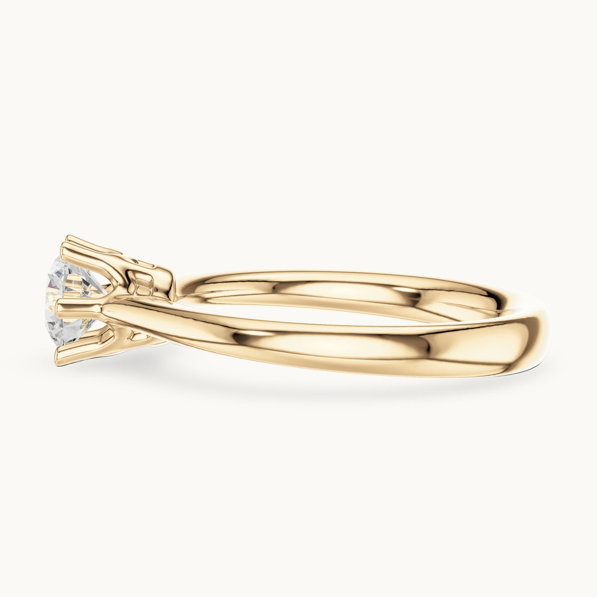 Round lab-grown diamond solitaire engagement ring in yellow gold, 0.63 CT TW, view 3