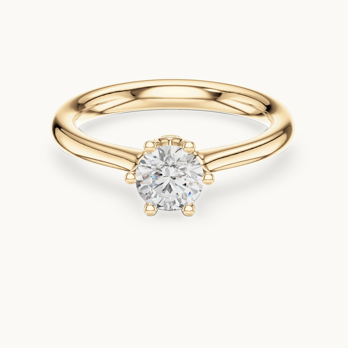 Round lab-grown diamond solitaire engagement ring in yellow gold, 0.63 CT TW, view 4
