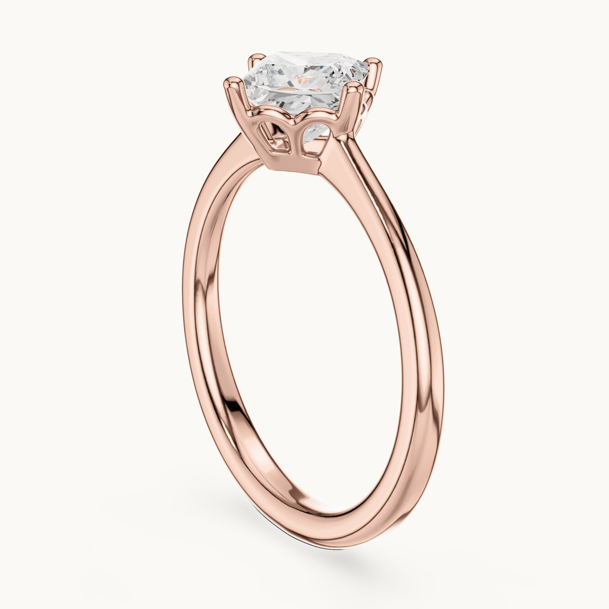 Princess-cut lab-grown diamond solitaire engagement ring in 14K rose gold, 0.78 CT TW, view 1