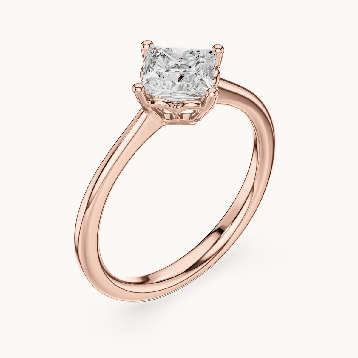 Princess-cut lab-grown diamond solitaire engagement ring in 14K rose gold, 0.78 CT TW, view 2