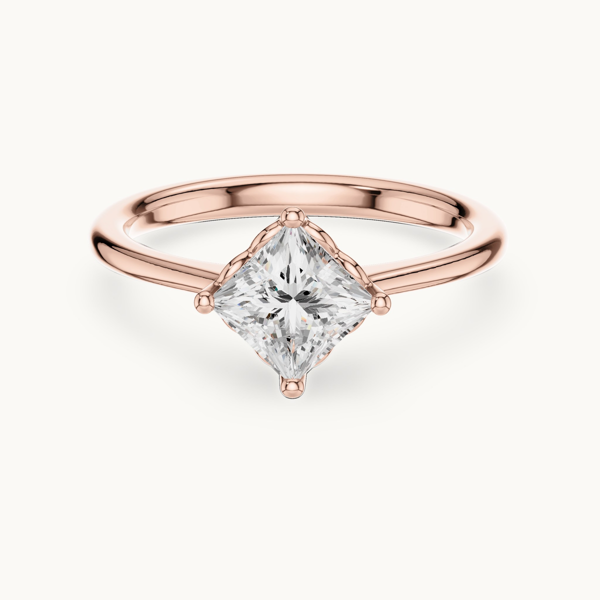 Princess-cut lab-grown diamond solitaire engagement ring in 14K rose gold, 0.78 CT TW, view 4