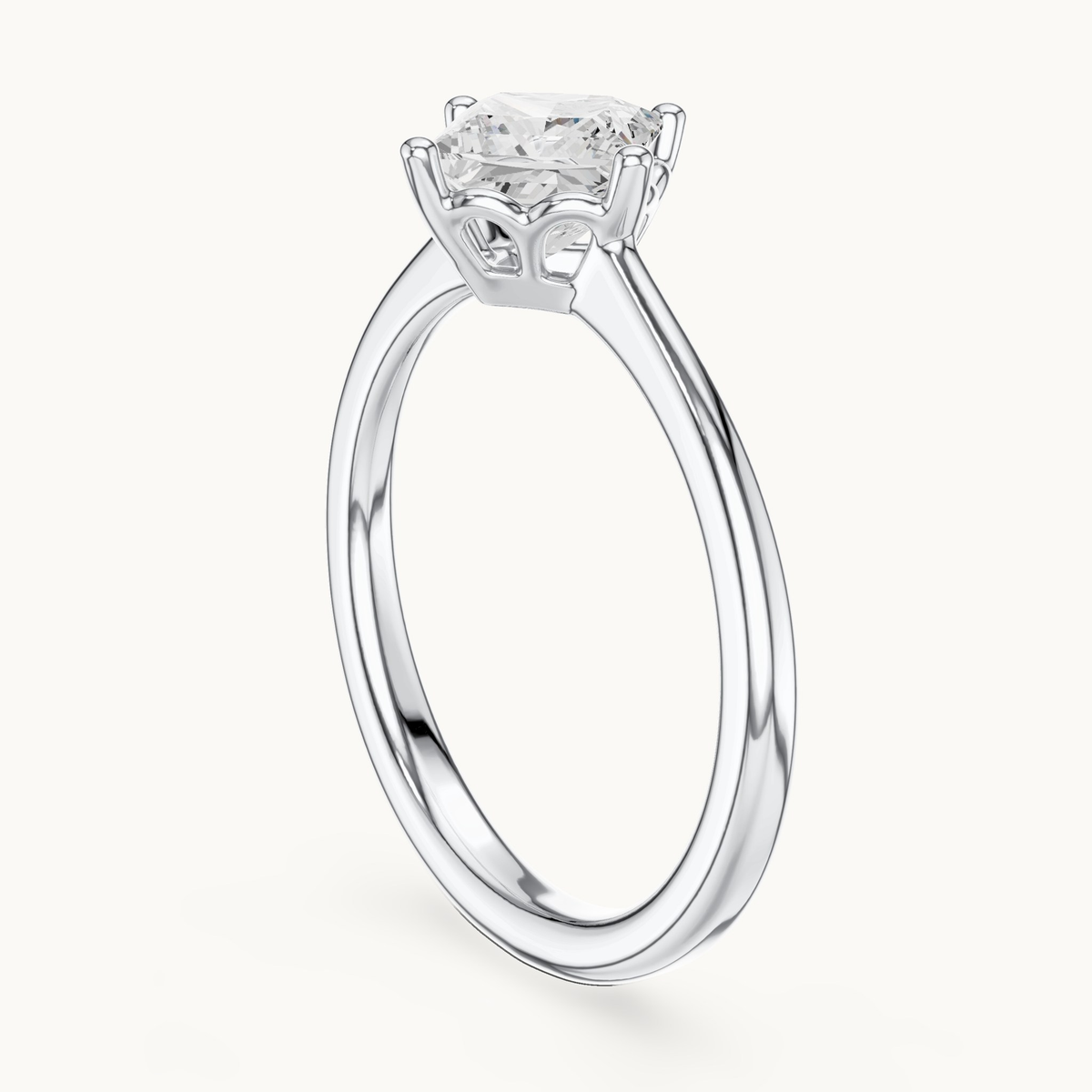 Princess-cut lab-grown diamond solitaire engagement ring in 14K white gold, 0.78 CT TW, view 1