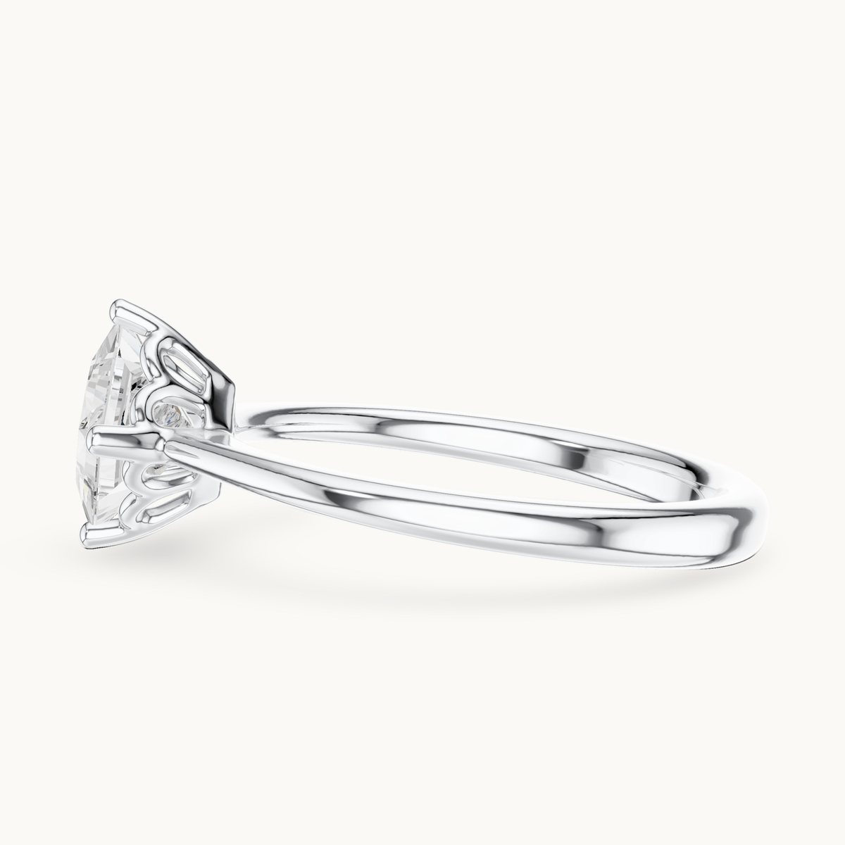 Princess-cut lab-grown diamond solitaire engagement ring in 14K white gold, 0.78 CT TW, view 3