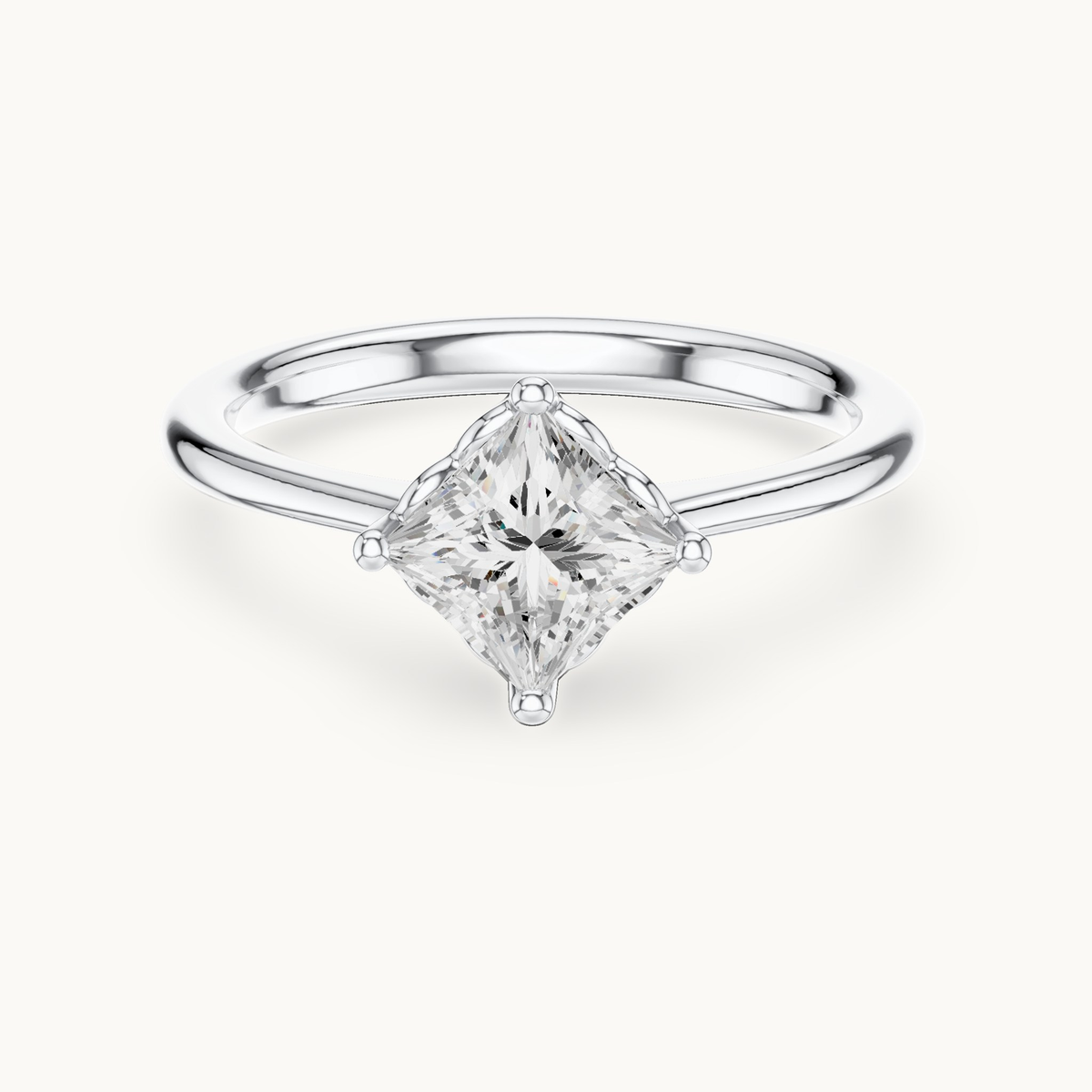 Princess-cut lab-grown diamond solitaire engagement ring in 14K white gold, 0.78 CT TW, view 4