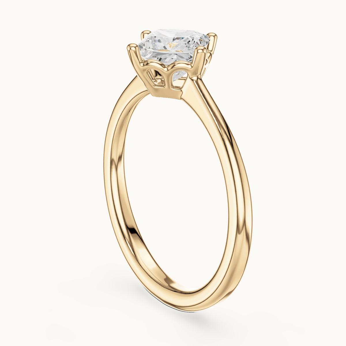 Princess-cut lab-grown diamond solitaire engagement ring in 14K yellow gold, 0.78 CT TW, view 1
