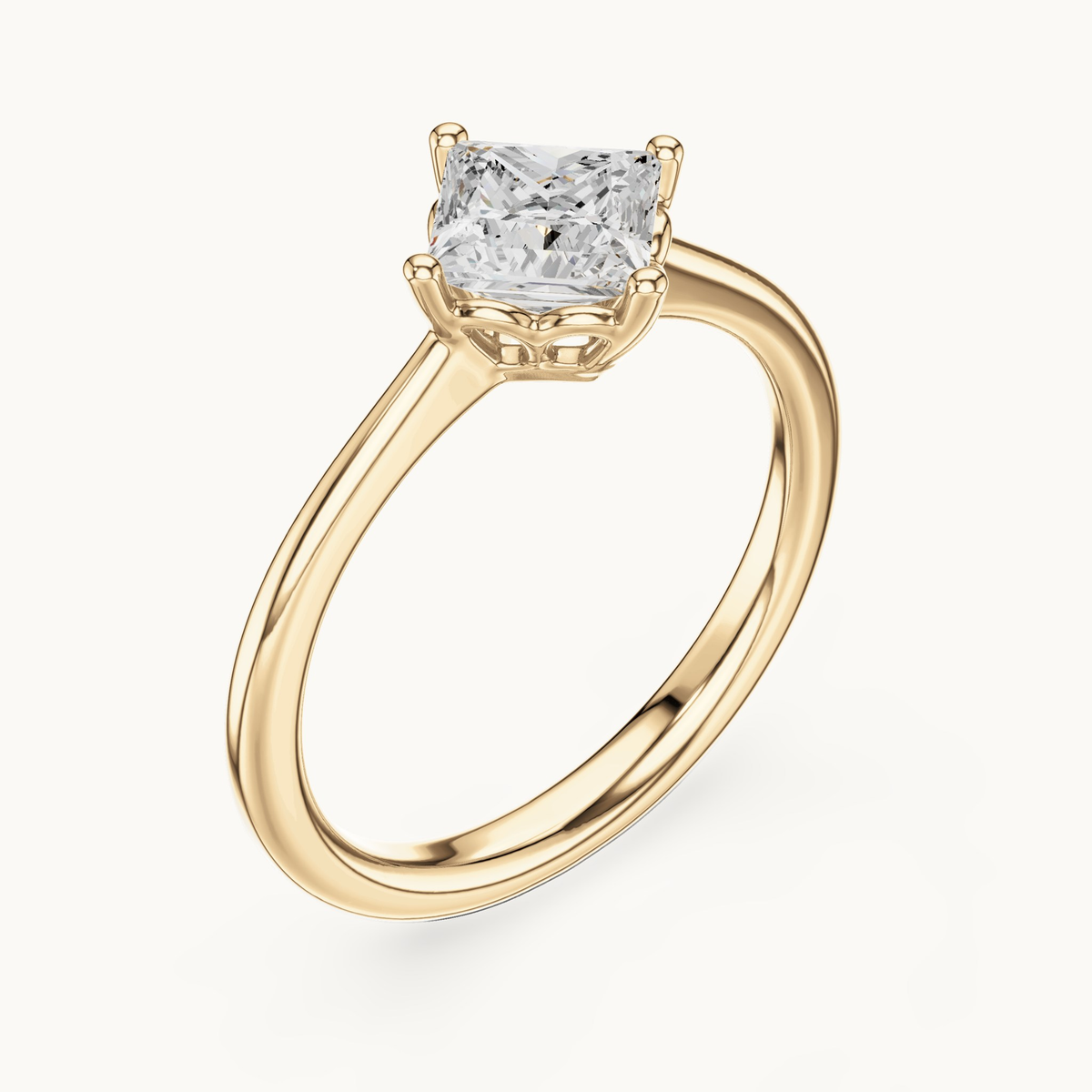 Princess-cut lab-grown diamond solitaire engagement ring in 14K yellow gold, 0.78 CT TW, view 2