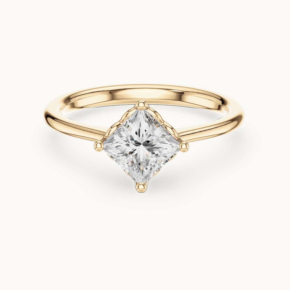 Princess-cut lab-grown diamond solitaire engagement ring in 14K yellow gold, 0.78 CT TW, view 4