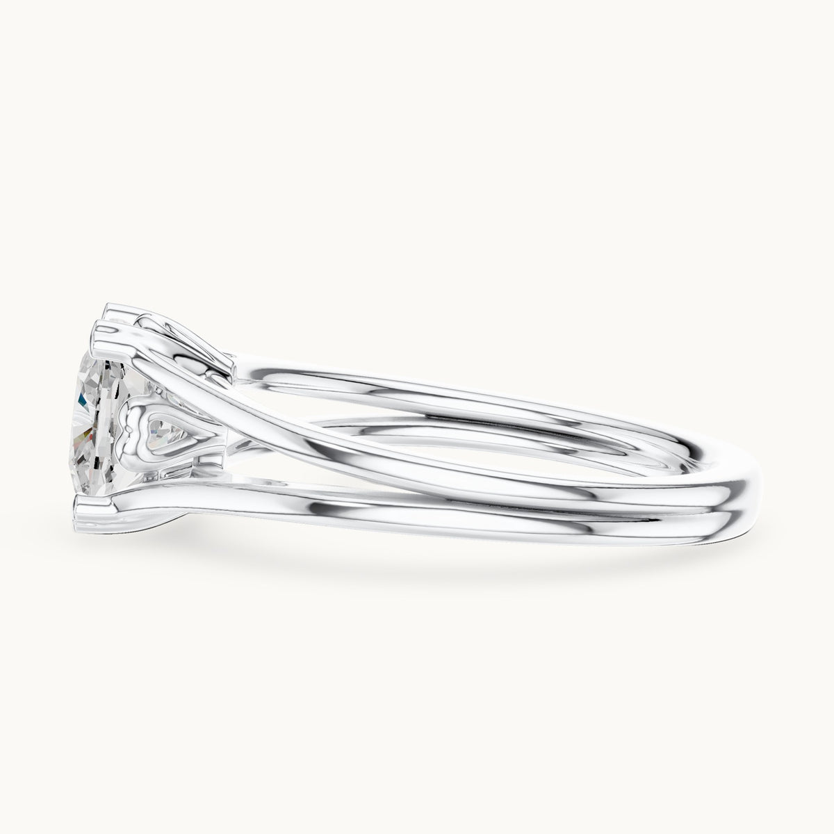Cushion-cut lab-grown diamond split shank solitaire engagement ring in white gold, 1.24 CT TW, view 3