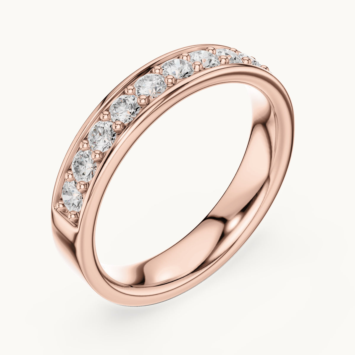 Round lab-grown diamond channel-set band in rose gold, 0.49 CT TW, view 2