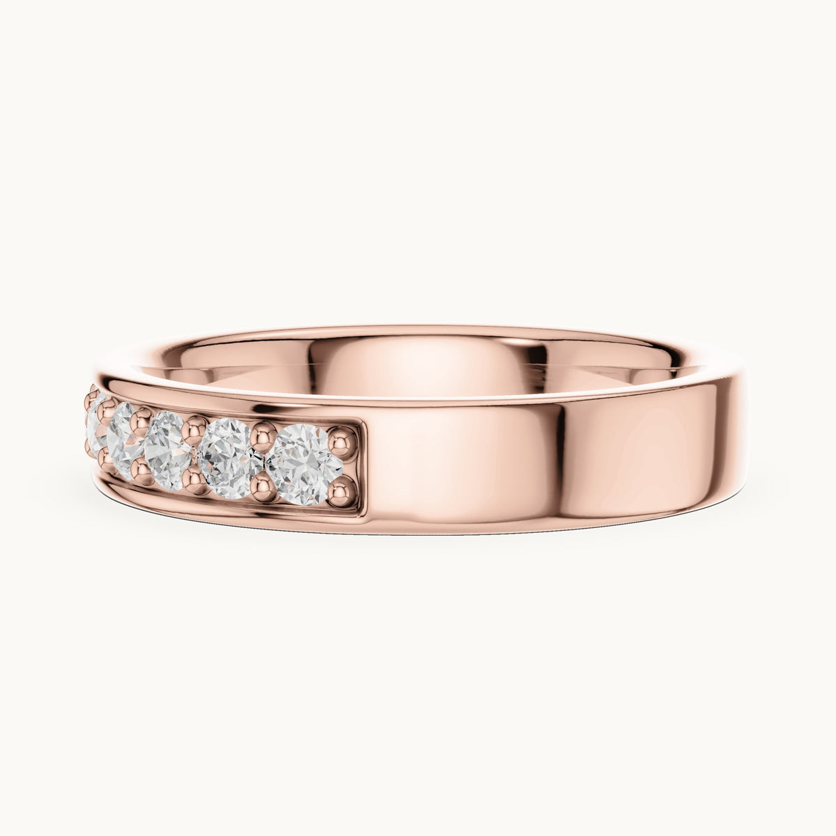 Round lab-grown diamond channel-set band in rose gold, 0.49 CT TW, view 3
