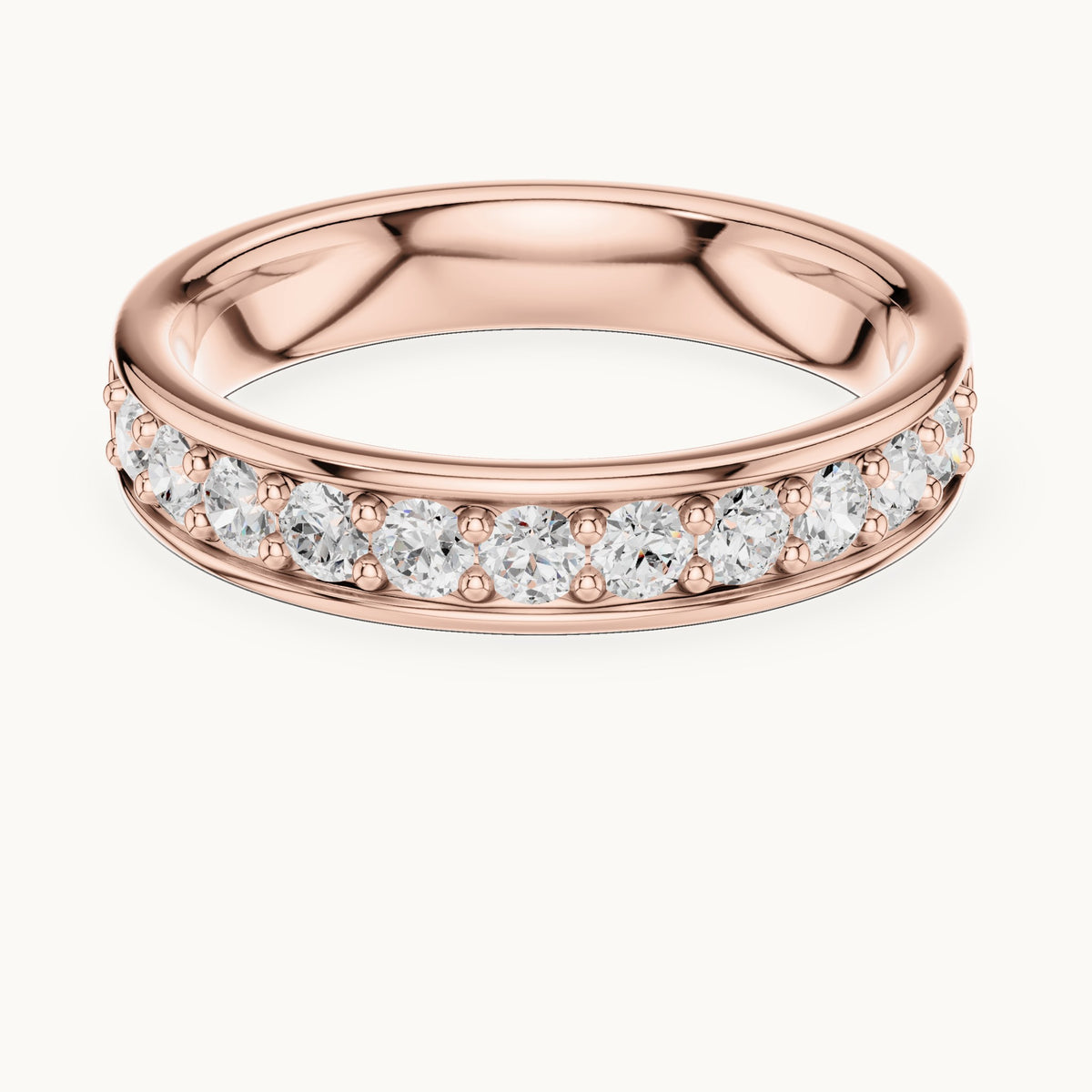 Round lab-grown diamond channel-set band in rose gold, 0.49 CT TW, view 4
