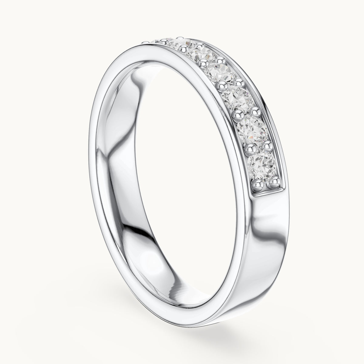 Round lab-grown diamond channel-set band in white gold, 0.49 CT TW, view 1