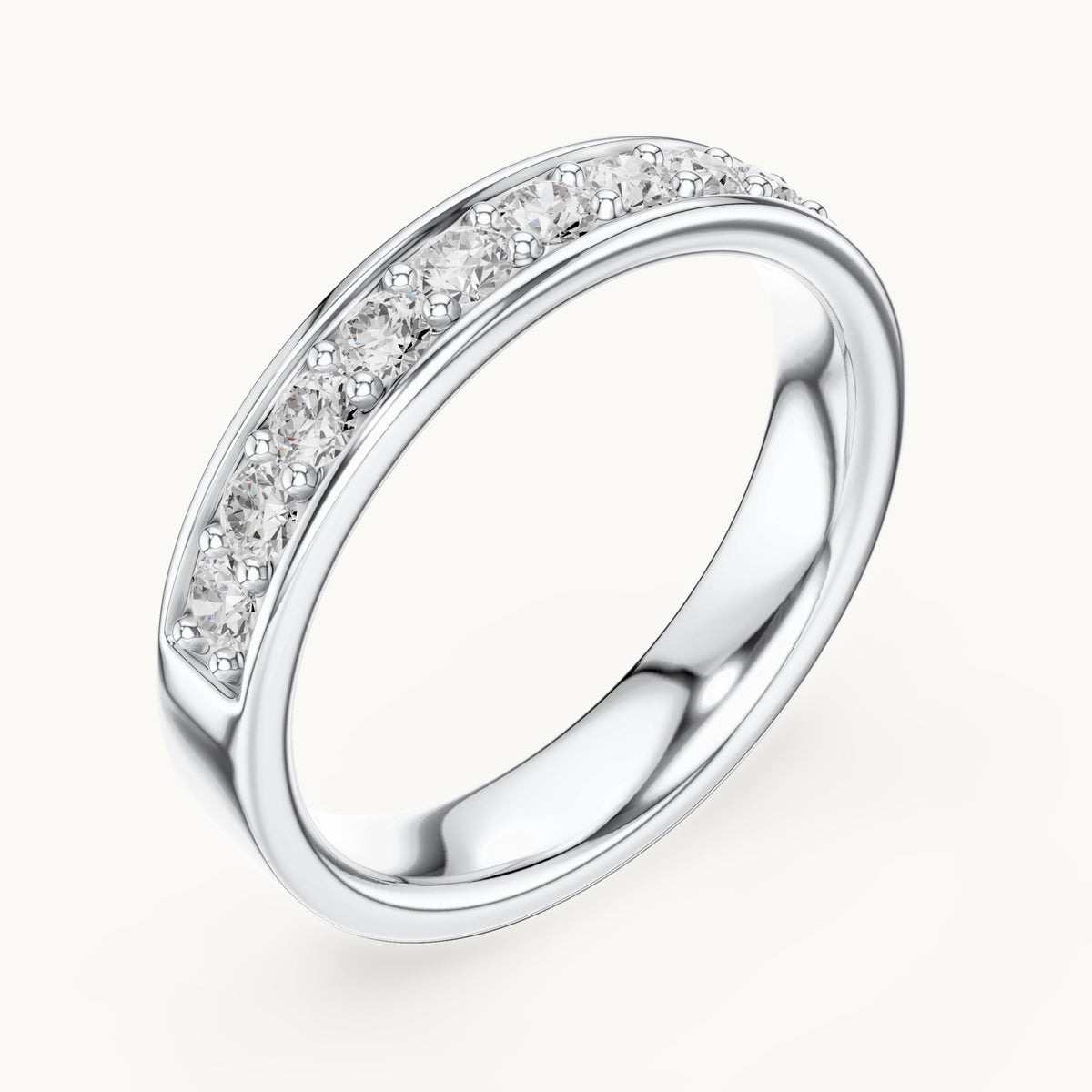 Round lab-grown diamond channel-set band in white gold, 0.49 CT TW, view 2