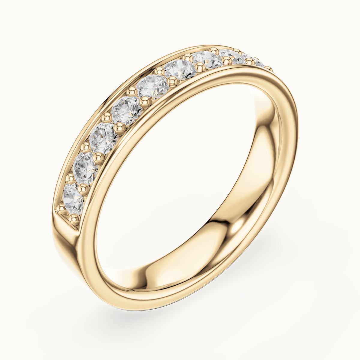 Round lab-grown diamond channel-set band in yellow gold, 0.49 CT TW, view 2