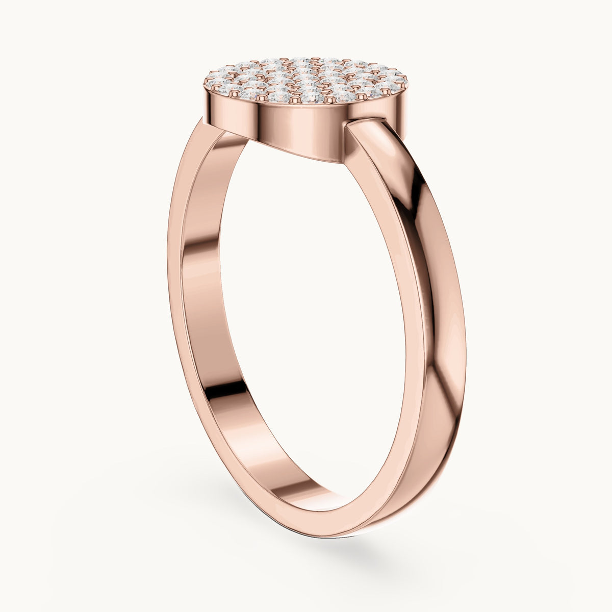 Round lab-grown diamond pavé disc ring in rose gold, 0.22 CT TW, view 1